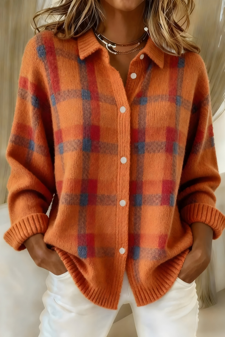 Sonia | Soft Knit Plaid Cardigan