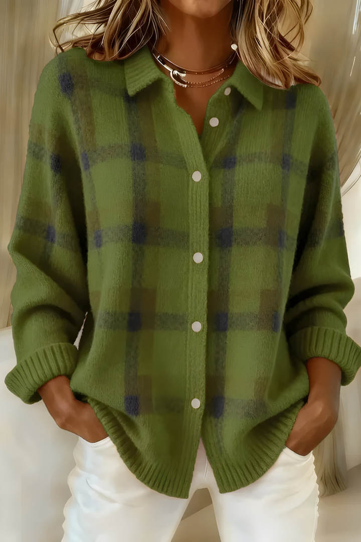Sonia | Soft Knit Plaid Cardigan