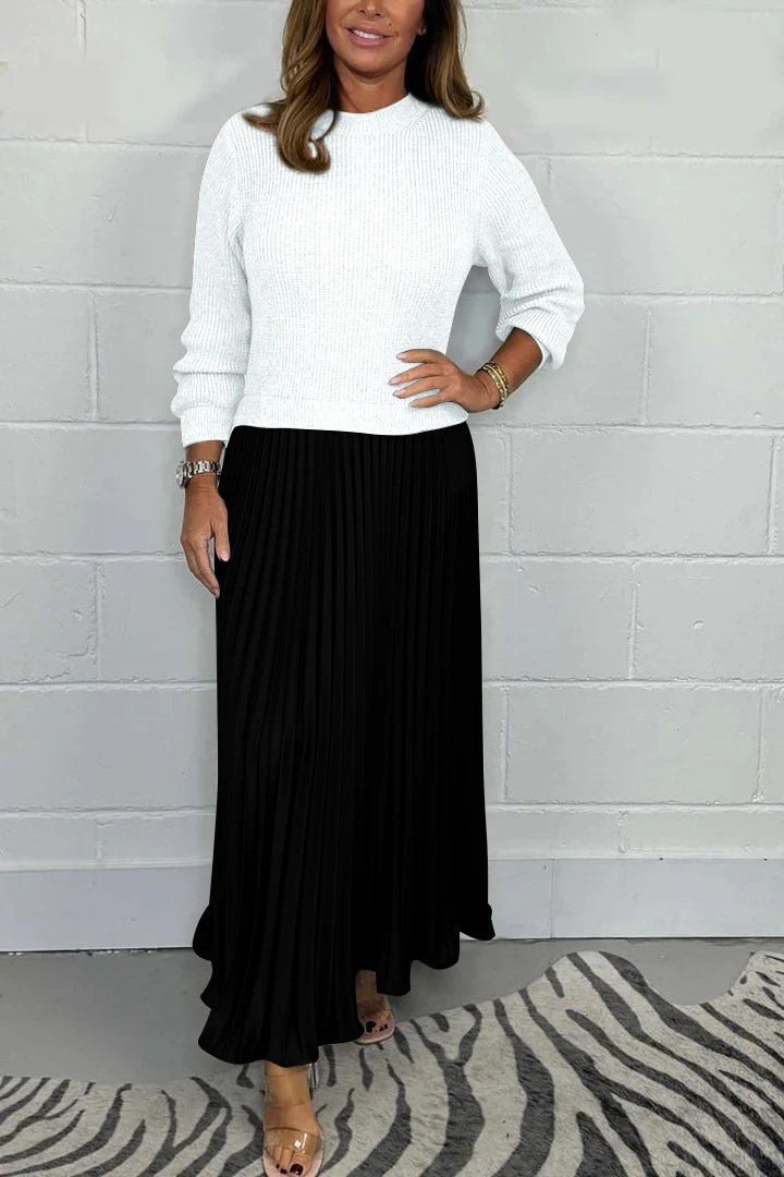 AVA & GRACE NYC™ | Claudia — Maxi Dress with Sweater Top & Pleated Skirt