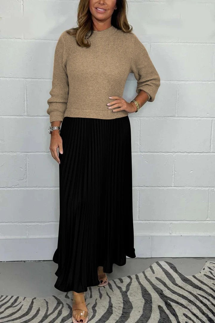 AVA & GRACE NYC™ | Claudia — Maxi Dress with Sweater Top & Pleated Skirt