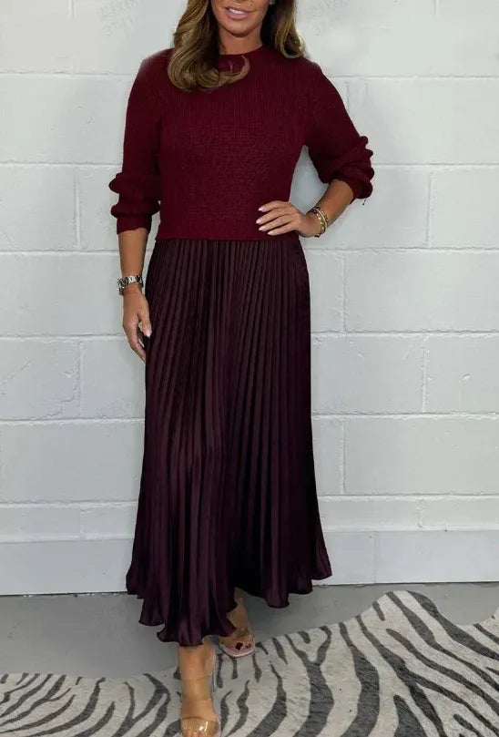 AVA & GRACE NYC™ | Claudia — Maxi Dress with Sweater Top & Pleated Skirt