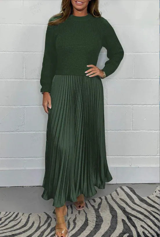 AVA & GRACE NYC™ | Claudia — Maxi Dress with Sweater Top & Pleated Skirt