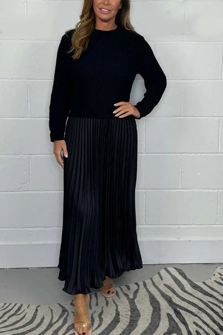 AVA & GRACE NYC™ | Claudia — Maxi Dress with Sweater Top & Pleated Skirt
